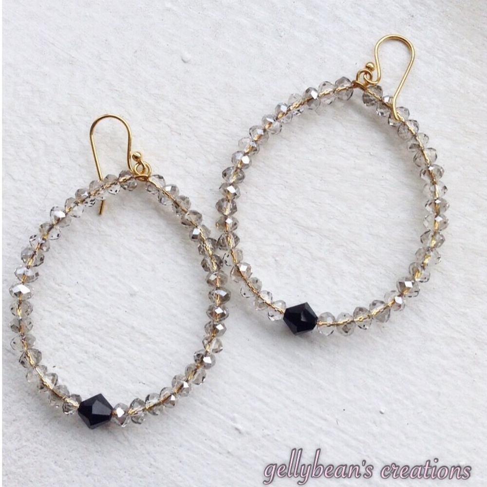 Gold Handmade Swarovski Crystal Hoops